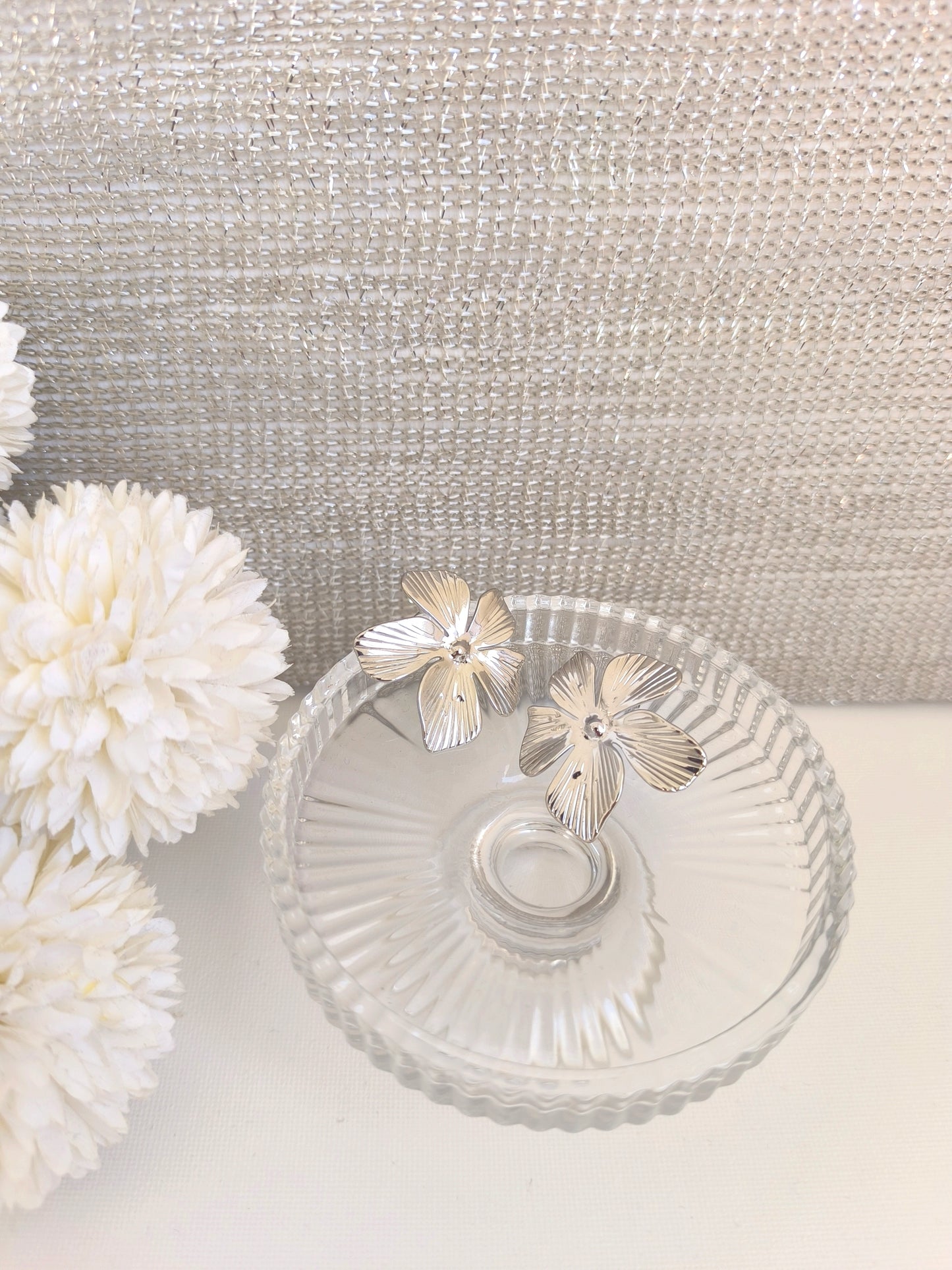 Boucle d'oreille "Flora" argenté